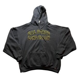 Vintage Russell Athletic Cal State Long Beach Hoodie Heavyweight Grey 3XL